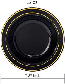 img 3 attached to 🍲 Stylish and Convenient: BUCLA 60Pack Black Plastic Bowls with Gold Rim - 12oz Disposable Soup Bowls for Weddings and Parties