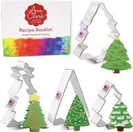 🎄 christmas and holiday tree cookie cutter set by ann clark cookie cutters: includes 4-piece set and recipe booklet logo