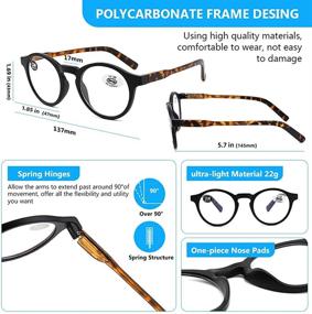 img 3 attached to 👓 CECTHNIA 4-Pack Round Reading Glasses: Ultimate Blue Light Blocking Readers for Men with Spring Hinge