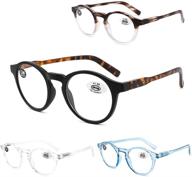 👓 cecthnia 4-pack round reading glasses: ultimate blue light blocking readers for men with spring hinge logo