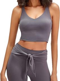 img 2 attached to Ruzixt Women's Padded Sports Bra Longline Camisole Crop Tank Tops for Seamless Workout Fitness and Yoga Activities