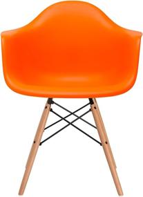 img 2 attached to 🍊 Poly and Bark Modern Mid-Century Vortex Arm Side Chair Set: Orange, Natural Wood Legs for Kitchen, Living, and Dining Rooms (Pack of 2)