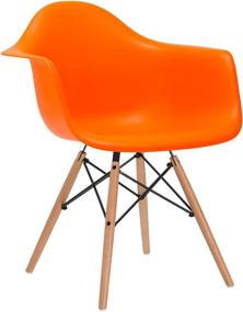 img 3 attached to 🍊 Poly and Bark Modern Mid-Century Vortex Arm Side Chair Set: Orange, Natural Wood Legs for Kitchen, Living, and Dining Rooms (Pack of 2)