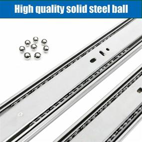 img 3 attached to 🗄️ Set of 6 - 24 Inch Ultra Silent Full Extension Ball Bearing Drawer Slides, 100LB Capacity, Nickel Plated Steel. Choose from Lengths of 10'', 12'', 14'', 16'', 18'', 20'', or 22''