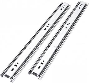 img 4 attached to 🗄️ Set of 6 - 24 Inch Ultra Silent Full Extension Ball Bearing Drawer Slides, 100LB Capacity, Nickel Plated Steel. Choose from Lengths of 10'', 12'', 14'', 16'', 18'', 20'', or 22''