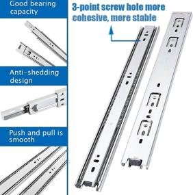 img 2 attached to 🗄️ Set of 6 - 24 Inch Ultra Silent Full Extension Ball Bearing Drawer Slides, 100LB Capacity, Nickel Plated Steel. Choose from Lengths of 10'', 12'', 14'', 16'', 18'', 20'', or 22''