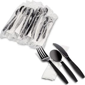 img 4 attached to 🍴 MT Products 50-Piece Disposable Plastic Cutlery Set: Individually Wrapped with Napkin for Heavy-Duty Use