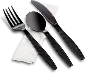 img 1 attached to 🍴 MT Products 50-Piece Disposable Plastic Cutlery Set: Individually Wrapped with Napkin for Heavy-Duty Use