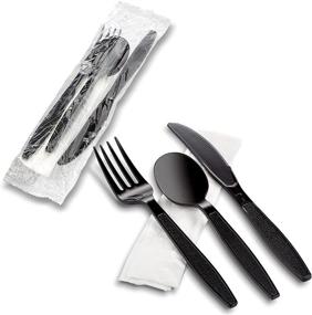 img 2 attached to 🍴 MT Products 50-Piece Disposable Plastic Cutlery Set: Individually Wrapped with Napkin for Heavy-Duty Use