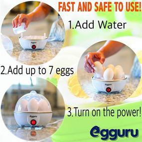 img 1 attached to 🥚 Egguru Soft, Medium, or Hard Boiled Egg Cooker Maker - 7 Egg Capacity, Automatic Shut Off, Noise-Free, White