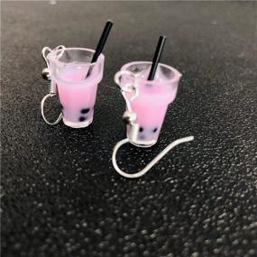 img 1 attached to 🌸 JinYu 3 Pairs Funny Acrylic Water Bottle Pendant Earrings, Cute Pearl Milk Tea Dangle Earrings Colorful Glass Bottle Earrings for Girls Women - Unique and Eye-catching