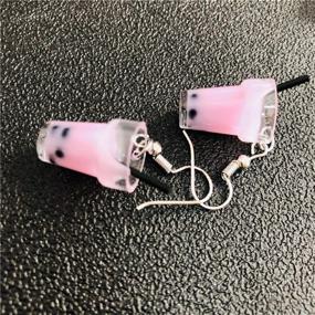 img 2 attached to 🌸 JinYu 3 Pairs Funny Acrylic Water Bottle Pendant Earrings, Cute Pearl Milk Tea Dangle Earrings Colorful Glass Bottle Earrings for Girls Women - Unique and Eye-catching