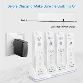 img 3 attached to 🔋 Wii Remote Battery Charger: 4 in 1 Dock Station with 4x 2800mAH Rechargeable Batteries - Nintendo Wii/Wii U Controllers