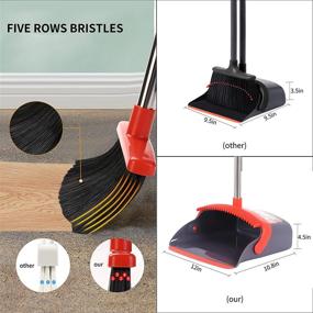 img 1 attached to 🧹 Extra-Large Broom and Dustpan Set, Long Handled Broom and Dust Pan Combo - Heavy Duty Cleaning Tools for Indoor and Outdoor Use, Household Must-have for Floors, Office, Kitchen, and Garden Sweeping
