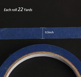 img 1 attached to 🎨 Versatile Hapy Shop Blue Tape Set - 3 Pcs, 1/2 Inch x 22 Yards each, 66 Yards Total - Removable Marking Masking Tape for Painters, Trim Edge Finishing, and Decorative Purposes