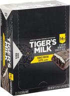 🐯 tiger's milk king size fudgy mocha latte protein bar, 60g, pack of 12 - energize with delicious flavor! logo