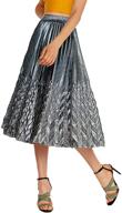 🌟 chartou women's glitter metallic chevron pattern gold & silver mid-long accordion pleated skirts for shimmering style logo