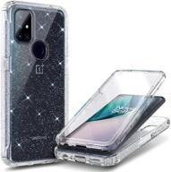 💎 nznd case for oneplus nord n10 5g with built-in screen protector, full-body shockproof rugged bumper cover, impact resistant durable phone case - crystal glitter clear logo