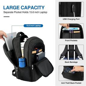 img 2 attached to 🎒 Laptop Backpack with Insulated Cooler Lunch Box, AMBOR College School Bookbag with USB Charging Port, TSA Friendly Travel Backpack for Men Women – Lunch Backpack, 15.6-inch