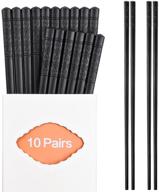 🥢 family set of 10 pairs of fiberglass chopsticks by onehere - reusable chinese, japanese, korean chopsticks, dishwasher safe, non-slip, 10.63 inches, ideal for sushi, noodles, hotpot & cooking - classic black logo