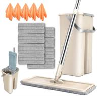 🧹 flat squeeze mop and bucket set: efficient cleaning for hardwood, laminate, marble, ceramic tile floors - includes 8 microfiber pad refills and self-wringing system - with bonus 5 cleaning cloths logo