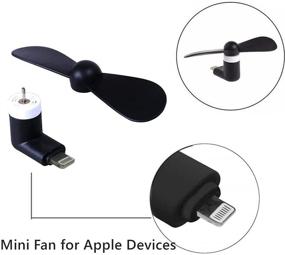 img 1 attached to 📱 4-Pack Portable Phone Fans for iOS Devices - Mini USB Fans for Cellphones, Fast Cooling Pocket Fans for iPhone 12/11/10/9/8/iPad (Black)