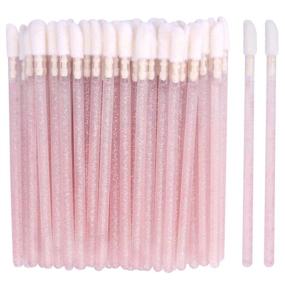 img 4 attached to 👄 100 Disposable Lip Brushes: Lipstick Applicator, Lip Gloss Wands Pink Tbestmax