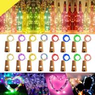 🍷 16-pack wine bottle cork string lights: brilliant indoor christmas pumpkin lantern decorative fairy lights with cork – battery operated copper wire starry lights for party halloween decor (8 colors) логотип