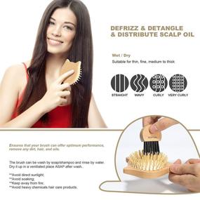 img 2 attached to 🔍 Small Travel Hair Brush - BESTOOL Wooden Hairbrush for Women, Men, and Kids - Massaging, Detangling, Defrizzing, Oil Distribution - Natural Wooden Toddler Hairbrush