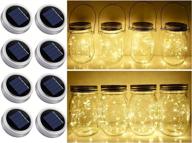 🌞 8 pack 20 led solar mason jar lid string lights - fairy star firefly jar lights for patio garden wedding lantern table decoration (jars not included) - no hangers - warm white логотип