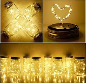 img 1 attached to 🌞 8 Pack 20 LED Solar Mason Jar Lid String Lights - Fairy Star Firefly Jar Lights for Patio Garden Wedding Lantern Table Decoration (Jars Not Included) - No Hangers - Warm White