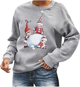 img 4 attached to 👚 Women's Cute Santa Graphic Christmas Sweatshirts - Long Sleeve Winter Casual Pullover Tops