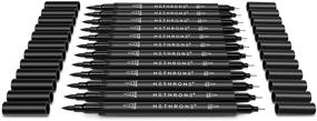 img 1 attached to 🖊️ Hethrone Black Felt Tip Pens - 12 Set: Versatile Brush & Fine Tip Black Markers for Artistic Drawing