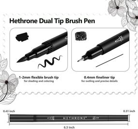 img 3 attached to 🖊️ Hethrone Black Felt Tip Pens - 12 Set: Versatile Brush & Fine Tip Black Markers for Artistic Drawing