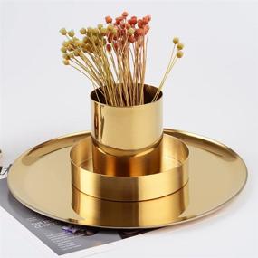 img 1 attached to 🖋️ Gold Stainless Steel Pen Holder Cup: Stylish Organizers for Home and Office, Multi Use Pencil Pot, Flower Mini Vase Decor (Gold)