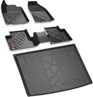 🚗 3w floor mats and cargo liner for jeep grand cherokee 2016-2021: all weather custom fit floor liner and cargo mats – 1st and 2nd rows car mats and trunk liner in black, excludes jeep cherokee type logo