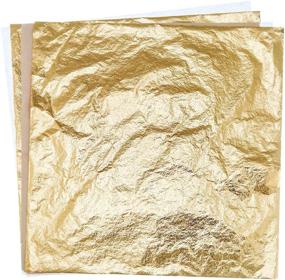 img 2 attached to 🎨 Bememo 100 Sheets Imitation Gold Leaf: Perfect for Arts, Gilding, Crafting, Decoration (5.5 by 5.5 Inches)