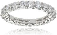 💍 sterling silver cubic zirconia eternity band ring - hoops & loops, 3mm round-cut logo