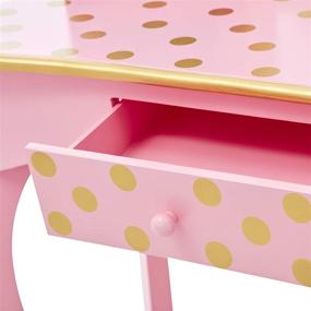 img 1 attached to Teamson Kids Fantasy Fields Gisele Polka Dot Vanity Set: Pink/Gold, Tri-Fold Mirror, Chair, and Drawer