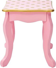 img 2 attached to Teamson Kids Fantasy Fields Gisele Polka Dot Vanity Set: Pink/Gold, Tri-Fold Mirror, Chair, and Drawer