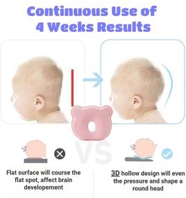 img 3 attached to Маленькая лиса детская подушка для новорожденных – розовая, предотвращает плоскую головку с помощью пены с памятью и чехла для подушки – 0-12 месяцев, поддержка головы и шеи – подушка из 3D формообразующего материала.