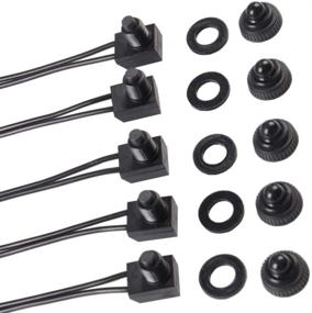 img 2 attached to 5Pcs Waterproof On-Off Light Wired Push Button Switches 12V for Motorcycle/Car (Black)