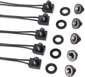 img 3 attached to 5Pcs Waterproof On-Off Light Wired Push Button Switches 12V for Motorcycle/Car (Black)