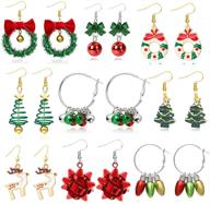 🎄 9 pairs christmas dangle earrings for women - christmas tree, bow, jingle, candy - xmas gift for girls logo