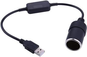 img 2 attached to Адаптер сигаретного зажигалки USB высокой производительности - iGreely USB A мужской к автомобильному разъему с сокетом для зажигалки женского типа, кабель-конвертер длиной 1 фут/30 см