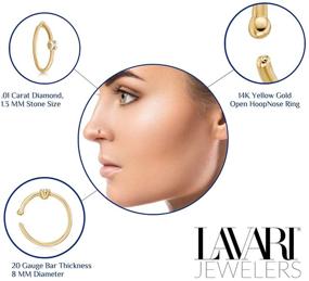 img 1 attached to 💍 14k Yellow Gold Open Hoop Nose Ring with 0.01 Carat Diamond, 22 Gauge and 1.3 mm by Lavari Jewelers