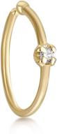 💍 14k yellow gold open hoop nose ring with 0.01 carat diamond, 22 gauge and 1.3 mm by lavari jewelers logo