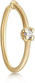 img 4 attached to 💍 14k Yellow Gold Open Hoop Nose Ring with 0.01 Carat Diamond, 22 Gauge and 1.3 mm by Lavari Jewelers