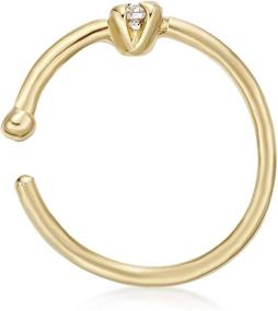 img 2 attached to 💍 14k Yellow Gold Open Hoop Nose Ring with 0.01 Carat Diamond, 22 Gauge and 1.3 mm by Lavari Jewelers