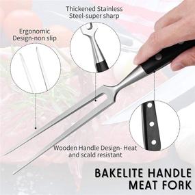 img 2 attached to 🍴 Premium Quality 2-Piece Stainless Steel Carving Fork Set for Kitchen Roast Grilling - 12 Inch Barbecue Forks with Round and Square Handles